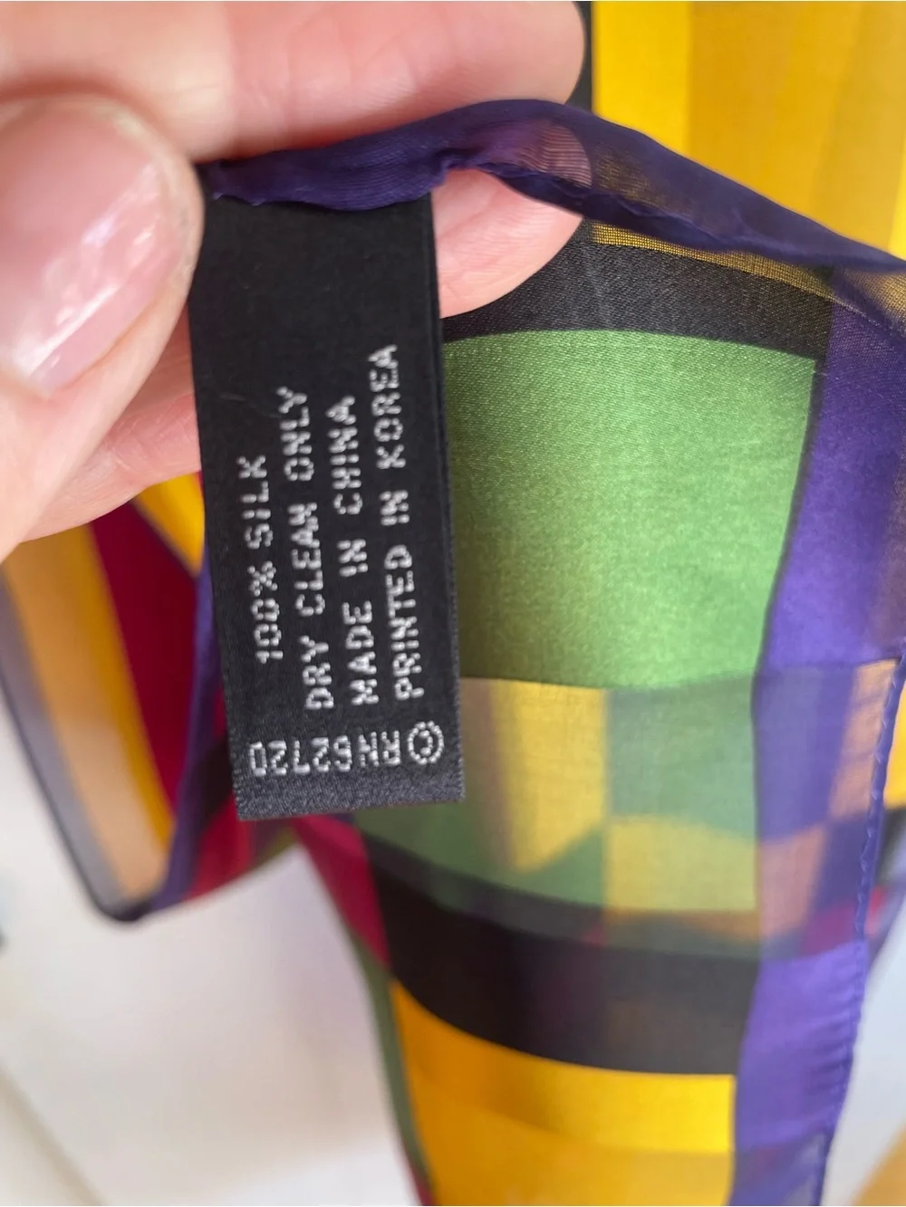Vintage Adrienne Vittadini Rectangular Silk Scarf Jewel Tone 11x 52